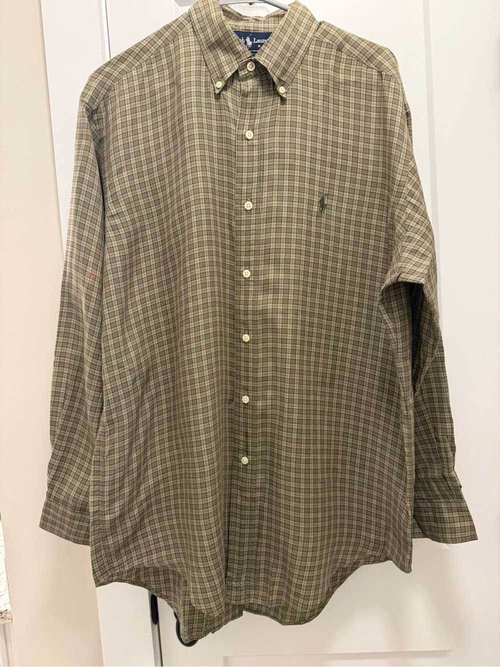 Ralph Lauren Olive and Tan Plaid Button-Down Shirt